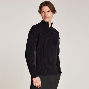 Calvin Klein Men’s 1/4 Zip Sweater Charcoal Black – Size Medium Business Casual